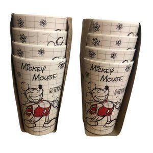 2 Sets of Four Mickey Mouse Christmas Bamboo Cups